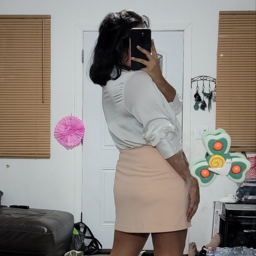 LIGHT PINK MINI SKIRT LARGE 10 12 F 21 VICI - Picture 3 of 16